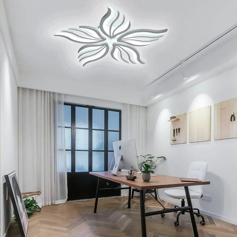 Modern Flower Shaped Dimmable Led Ceiling Light Fixture With Remote Control Acrylic Flush Mount Chandelier in office