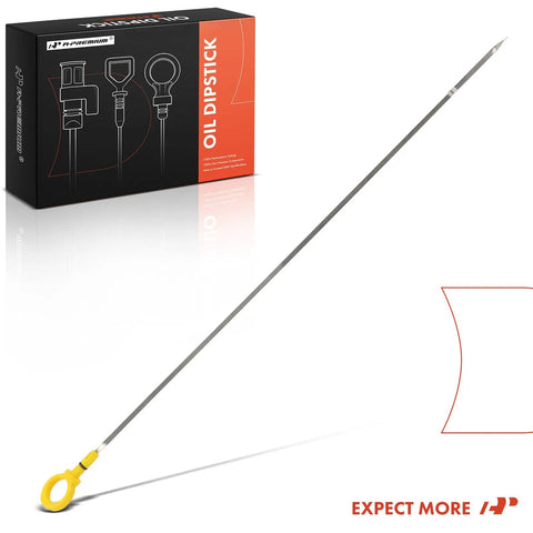 4.0L V6 Engine Dipstick Kit For Dodge Grand Caravan 2009 2010 Nitro 2007 2011 Chrysler Town And Country 2008 2010 Pacifica 2007 2008 Oil Level Measuring Rod Dipstick, shown with stainless steel rod and yellow handle, packaging box in background