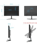 Dimensions and tilt angles for 20-Inch 1440x900 LCD LED Monitor With Built In Speakers 60Hz HDMI VGA USB Audio