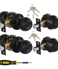 2 Sets All Keyed Alike Entry Knobs And Single Cylinder Deadbolt Matte Black Exterior Front Door Lock With Same Keys For Easy Access