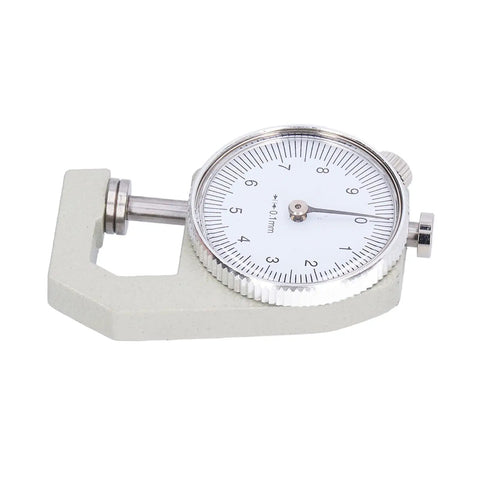 Round Dial Thickness Gauge 0 To 10mm With 0.01mm Resolution, Portable Spring Loaded Tester For Paper Leather Sheet Metal And Pipes.