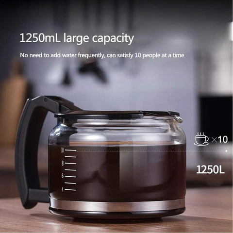Totally Automatic Bean To Cup Coffee And Tea Maker With Built In Grinder and 1250mL large carafe for 10 cups of coffee.