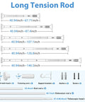Diagram of Adjustable Outdoor Tension Curtain Rod 41 To 144 Inch No Drilling No Tools Needed 1.26 Inch Diameter with components