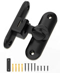 90/180 Degree Barn Door Lock And Latch In Zinc Alloy Black Finish Sliding Flip Hardware with screws for indoor or outdoor use