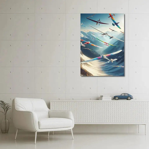 Epic Soaring Gliders Over Majestic Mountain Peaks Wall Art For Home Decor Choose Between Poster Or Ready To Hang Canvas Framed Print 36x24 Dope Vibe Today