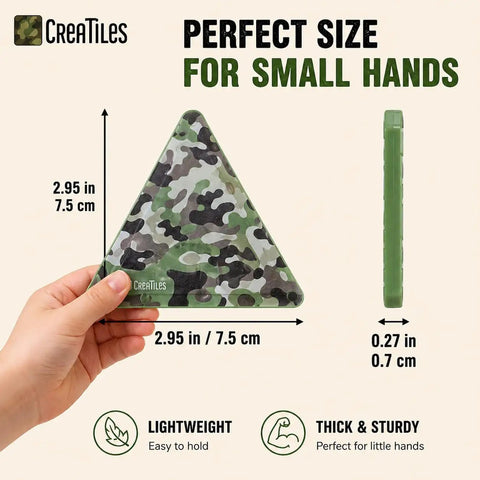 Military Battlefield Base Magnetic Tiles Building Blocks Army War Themed Playset triangle tile size and thickness