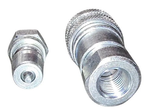 60 Series Hydraulic Quick Disconnect Set H2-62 and H2-63 male and female pair steel couplers, front view