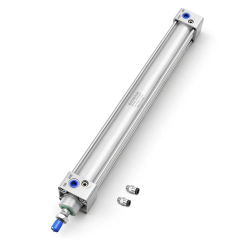 Beefy 1.25 inch bore pneumatic air cylinder with 15.74 inch stroke double acting single rod M10x1.25 threaded rod PT one eighth port