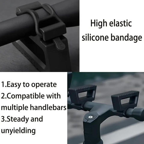Rock Solid Bicycle Handlebar Repair Bracket Stabilizer Stand 2 Pack Fits 1.14 to 1.33 Inches, silicone bandage, black