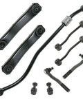 Front 9 Piece Steering And Suspension Kit With Control Arms Ball Joints Sway Bar End Links For 1999 2004 Jeep Grand Cherokee parts layout.