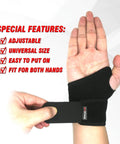 Person wearing Ultra Soft Carpal Tunnel Wrist Brace With Adjustable Comfort Fit For All Day Pain Relief From Arthritis And Tendonitis