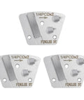 Three Pack Trapezoidal Diamond Grinding Discs 2 x 1/4 PCD Bar Mount for epoxy, thick mastic, glue, paint, VCT removal