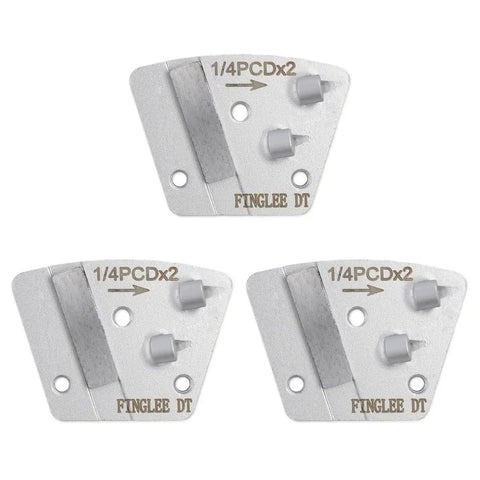 Three Pack Trapezoidal Diamond Grinding Discs 2 x 1/4 PCD Bar Mount for epoxy, thick mastic, glue, paint, VCT removal