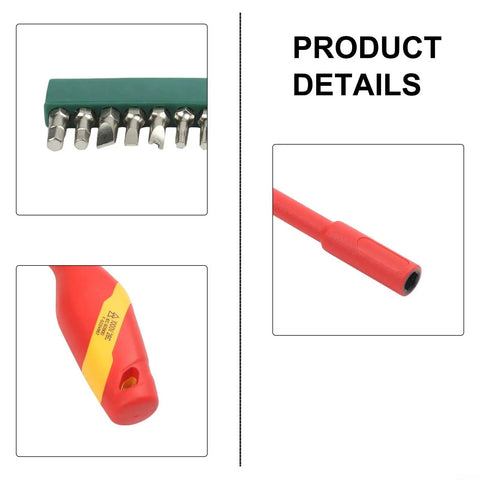 Professional 1000V VDE Insulated Screwdriver Set For Electricians And Techs With Magnetic Alloy Steel Bits And Torx Drivers For Safe High Voltage Jobs You Can Trust, red insulated handle and bit set