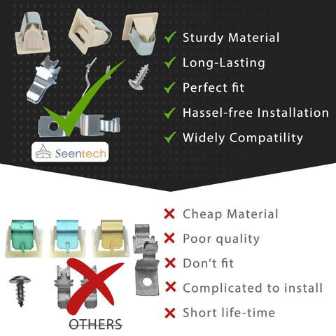 Comparison of durable Dryer Door Latch Strike Kit For Whirlpool Kenmore Replacement Part and lower quality alternatives.