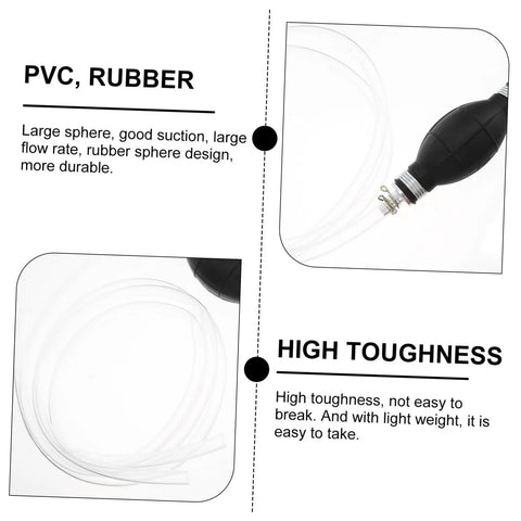Manual Transfer Pump Siphon For Gas And Other Liquids One Way Hand Pump Portable Lightweight For Cars Lawn Equipment And Water Changes Easy To Use Perfect For Quick Oil Or Fluid Changes Without Fuss. PVC and rubber siphon hose with rubber bulb