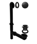 Matte Black Tubular Bathtub Waste And Overflow Kit With Tip Toe Drain Plug, 2-Hole Faceplate, 1-1/2 Inch Connections