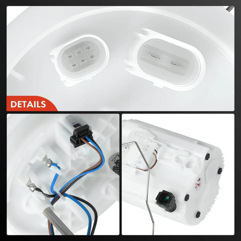 Close-up view of Electric Fuel Pump Module Assembly for Audi Q3 and Volkswagen Tiguan 2.0L Engine showing connectors.