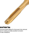 Close-up of M3-0.5 spiral point thread tap from Drill And Tap Combo Set For Metalworking M3 0.5 Spiral Point Thread Tap And 2.5mm Drill Bit
