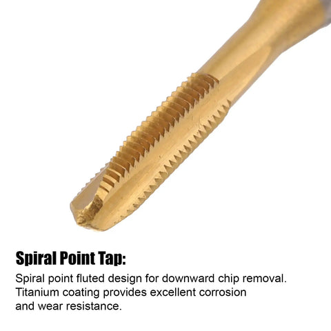 Close-up of M3-0.5 spiral point thread tap from Drill And Tap Combo Set For Metalworking M3 0.5 Spiral Point Thread Tap And 2.5mm Drill Bit