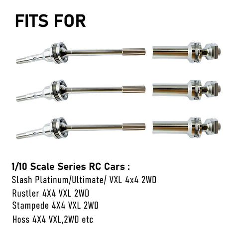 Stainless Front And Rear CVD Drive Shaft Upgrade Set for 1/10 Scale Slash VXL 4X4 Rustler VXL 4X4 in stainless steel design