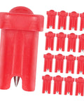 100 Pack Precision Eyelash Glue Bottle Nozzle Pins Anti Clog Plastic Tips Fits Standard Cosmetic Bottles in red.