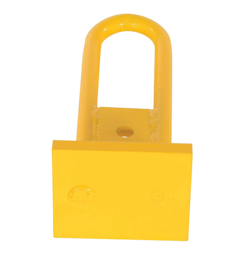 Lower Bail For 8,000-Lb Adjustable Spreader Beam, steel construction with yellow powder coat finish, top view