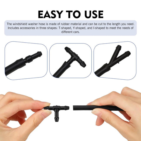 Pro Grade 22 Piece Windshield Washer Hose Assembly with durable T-shaped connector and rubber material for various car needs.