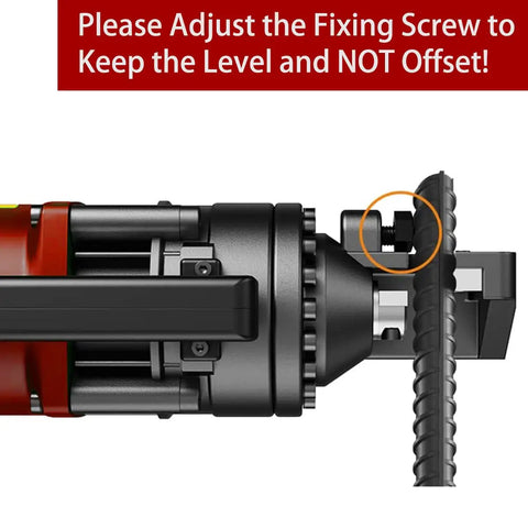 Powerful 1000W Electric Rebar Cutter For Fast 5/8 Inch Cutting showing fixing screw adjustment for accuracy and level.
