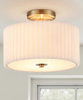 Two Light Semi Flush Mount Ceiling Light With Pleated White Shade Bronze Finish E26 Bulb Compatible Twelve Point Two Inch Modern Vibe