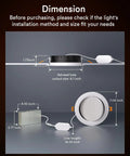 Dimensions of Lumary Gimbal Smart Recessed Lighting 6 Inch w/Remote, RGBWW WiFi Can Light showing cutout and line length.