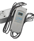 Two Pack Electronic Temperature Control Relay 120 To 240 Vac SPDT With 8 Foot Sensor for HVAC systems, showing sensor and controls.