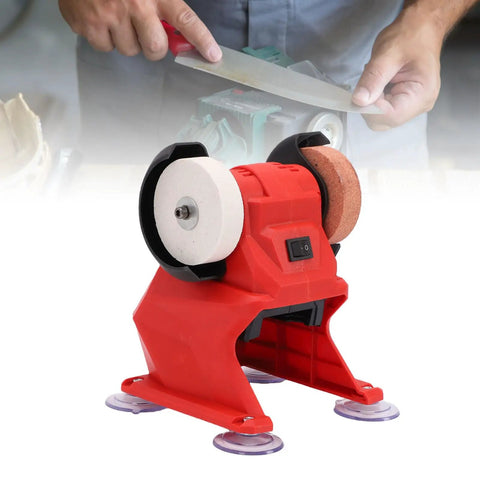 Asixxsix Mini Bench Grinder With Efficient Copper Motor And Dual Corundum Wheels for precision metal polishing and sharpening.
