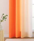 Orange And White Ombre Light Filtering Privacy Curtains Set Of 2 Panels 55 Inch Wide 84 Inch Long Grommet Top Non See Through Drapes