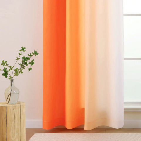 Orange And White Ombre Light Filtering Privacy Curtains Set Of 2 Panels 55 Inch Wide 84 Inch Long Grommet Top Non See Through Drapes