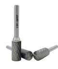 LU&MN SB-5 tungsten carbide cylinder burrs set, double-cut, 1/2in dia x 1in length, 1/4in shank, 3 pcs