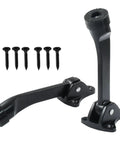 Heavy Duty Kickdown Door Stopper With Anti Slip Rubber Tip 4.7 Inch Two Pack Bottom Of Door Holder Includes Screws And Screwdriver Black Durable Zinc Alloy Build Resists Rust And Scratches For Everyday Use