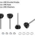 Four Pack Knurled Knobs Thumb Screws with Nuts and Washers for Quick Grips Pro Grade M6 x 60mm Male Thread