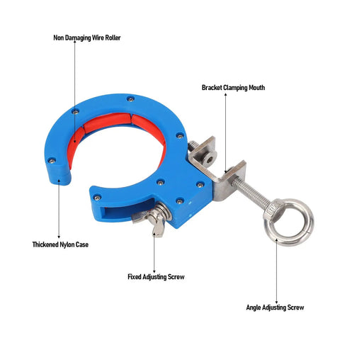 65mm Cable Tray Roller Set With Pro Grade Adjustable Wire Pulling Pulley Nylon Guide Wheel And Stainless Steel Bracket For Seamless Cable Runs In Inside And Outside Corner Electrical Installations, blue nylon roller with adjustable clamp