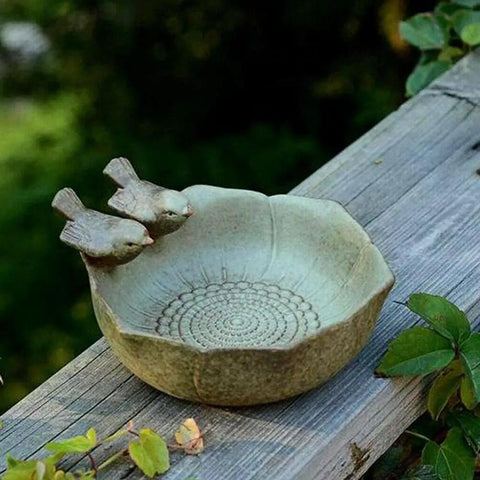 Ceramic Bird Bath Bowl For Outdoor Garden Waterer And Feeder Sturdy Bird Water Dish Easy To Clean Attract Birds To Your Backyard