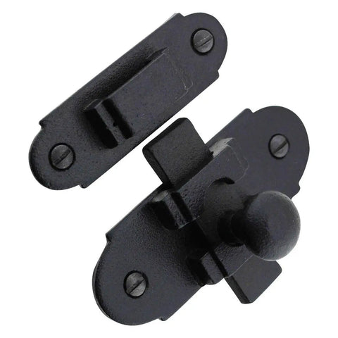 Heavy Duty Solid Wrought Iron Slide Bolt Door Latch With Matte Black Finish And Rust Resistant Coating Dead Simple To Mount Smooth Slide Action Hardware For Rustic Barn Style Cabinet Doors