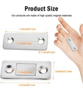 Ultra Thin Door Catch Set 10 Pack With Adhesive Backing For Cabinets Drawers Wardrobe Doors No Visible Hardware Sleek Look No Fuss Easy Install Strong Hold For Kitchen Closet RV close-up with size dimensions shown