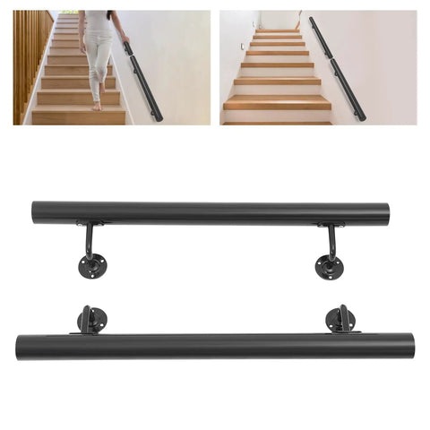 Heavy Duty Wall Mount Stair Handrail In Sleek Black Stainless Steel Delivers Solid Grip And Dependable Support For Indoor Steps While Keeping Your Space Looking Fresh And Tight.