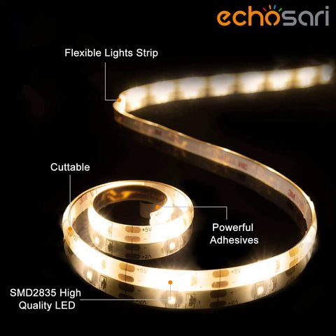 Warm White LED Strip Lights 9.8Ft 90 LEDs With Remote 8 Modes Dimmable Timers Cuttable Waterproof Self Adhesive Backlight