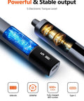 Close-up of 80-In-1 Mini Electric Precision Cordless Screwdriver with transparent casing showing LED light and USB-C port.