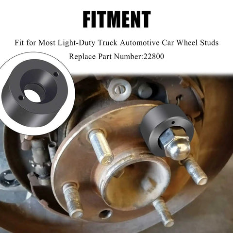 Wheel Stud Installer Tool Replacement 22800 For Most Light-Duty Trucks And Cars shown with fitment diagram