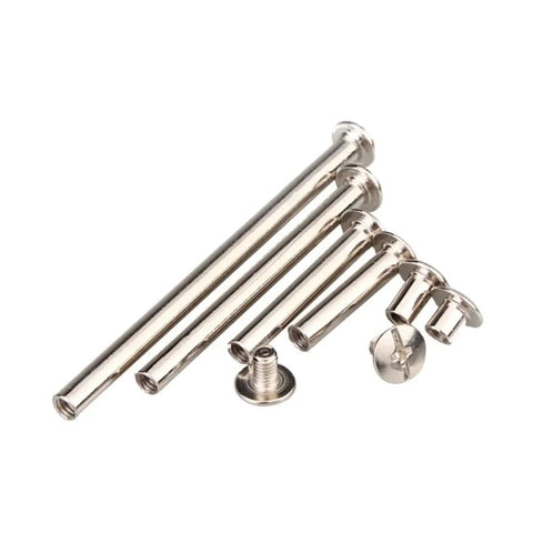Get Your Hands on These Badass M5 Chicago Binding Screws Assortment Packing 240 Pieces Of Phillips Heads And Extenders Perfect For Scrapbooks And Photo Albums Built Tough With Rust Resistant Carbon Steel For Any Project, assortment of nickel-plated M5 binding screws and extenders.