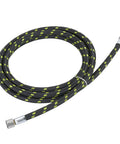 Two Pack Braided Airbrush Hoses Five Point Nine Feet With One Eighth Inch Twist Fittings For Nail Techs Spray Painters And Model Makers Ensuring A No Fuss Hookup Daily, showing black and yellow braided design.