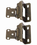 Self Closing Cabinet Hinge Set Half Inch Steel Semi Wrap Overlay For Kitchen Bathroom RV Boat Campervan, 2 Pack, Bronze Finish