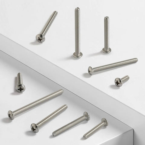 120Pcs 8-32 Phillips Pan Head Screws Set In 304 Stainless Steel Pro Grade Go-To Handy Kit For Home Fixes Household Repairs Electrical Wall Plate Switch Installations And Diy Projects, assorted screw sizes displayed on white surface